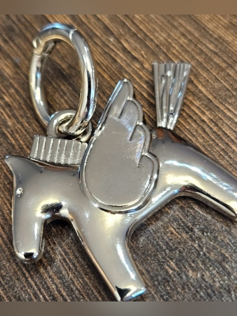 Source Unknown Silver Winged Horse Charm Keyring